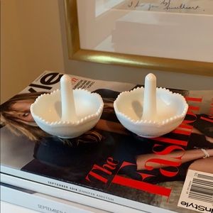 MILK GLASS RING HOLDERS